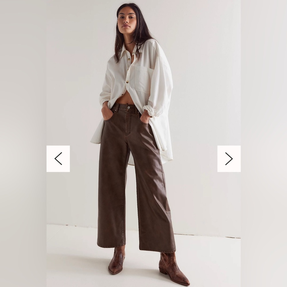 Free People Brown Wide Leg Pants